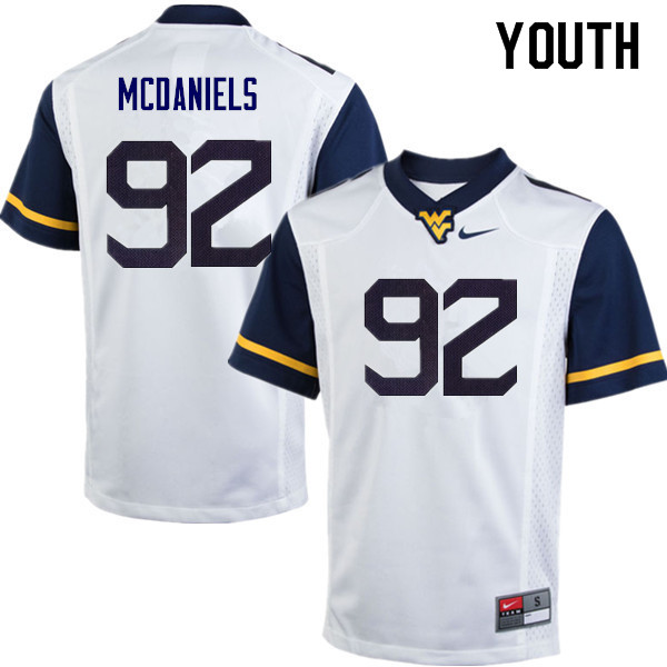 NCAA Youth Dalton McDaniels West Virginia Mountaineers White #92 Nike Stitched Football College Authentic Jersey XM23C23PF
